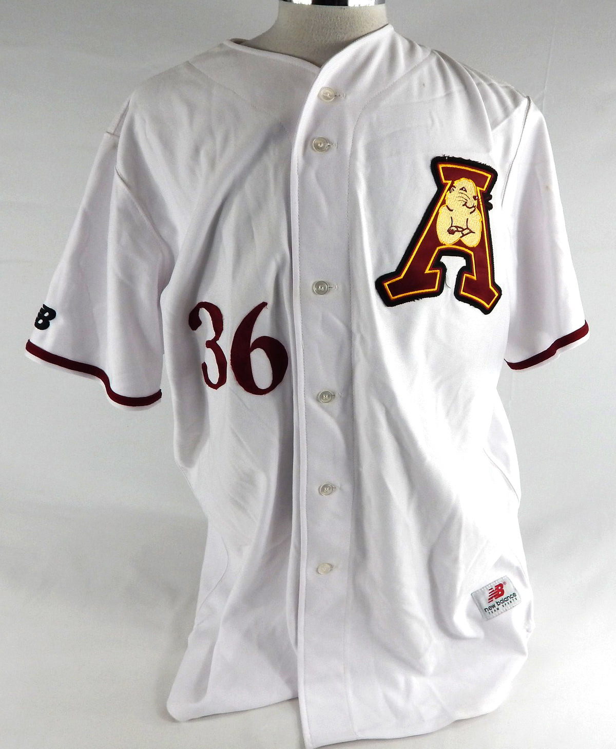 Abilene Prairie Dogs #36 Game Used White Jersey 50 860