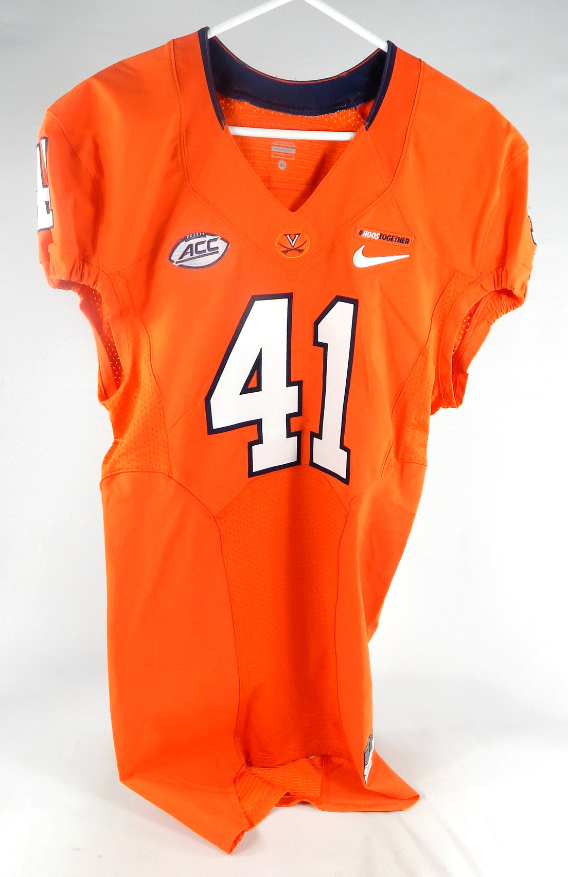 2017 Virginia Cavaliers Gernabe Crowell Jr #41 Game Issued Orange Jersey Hoos Pic2