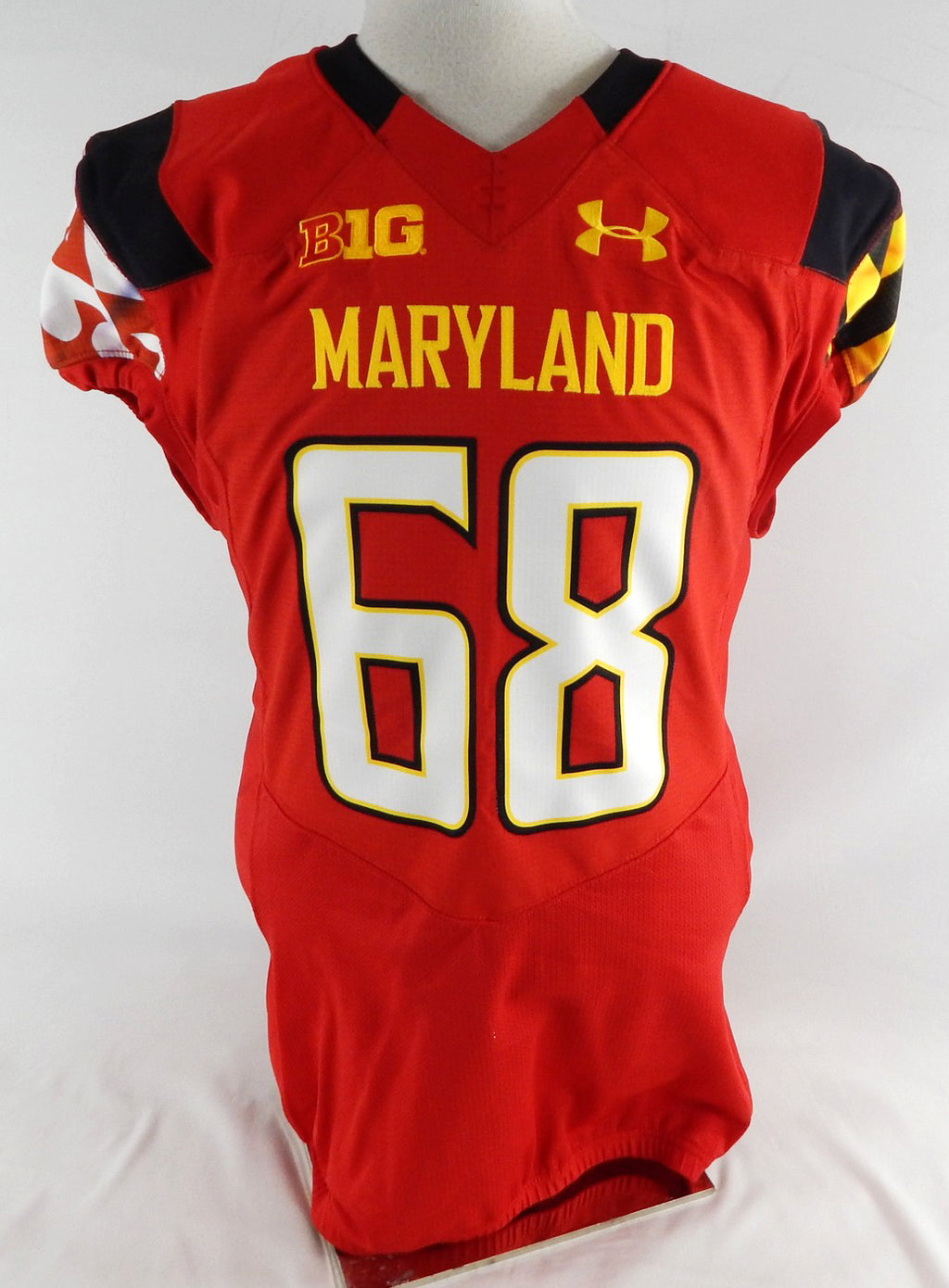 2014 Maryland Terrapins #68 Game Issued Red Jersey Football 46 52