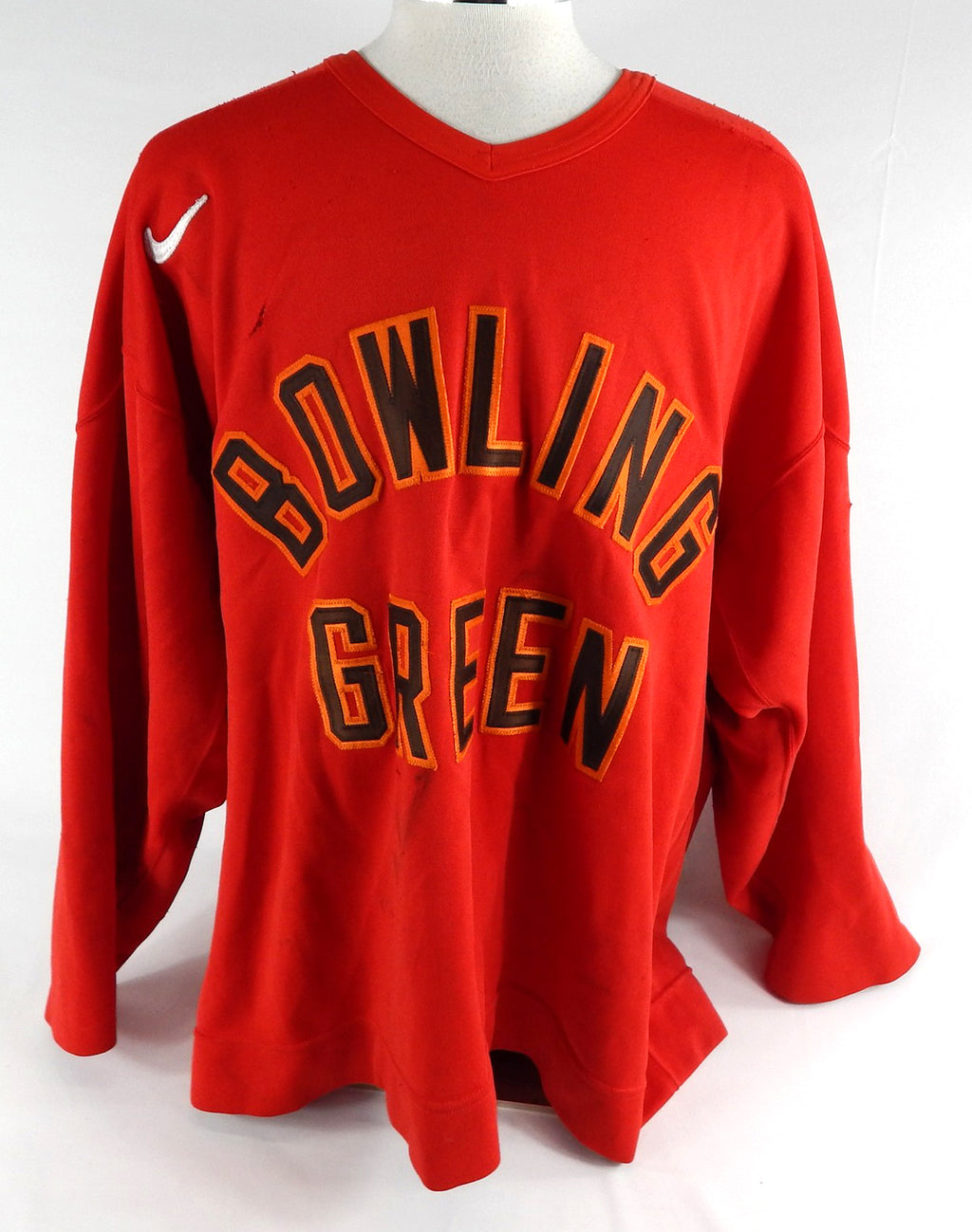 2000s Bowling Green Falcons Game Used Red Practice Jersey Hockey 56 862