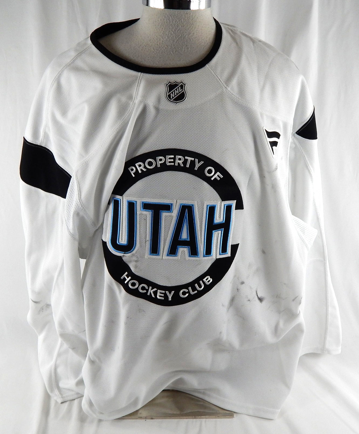 2024-25 Utah Mammoth Shane Soderwall #1 Game Used White Practice Jersey Camp 1