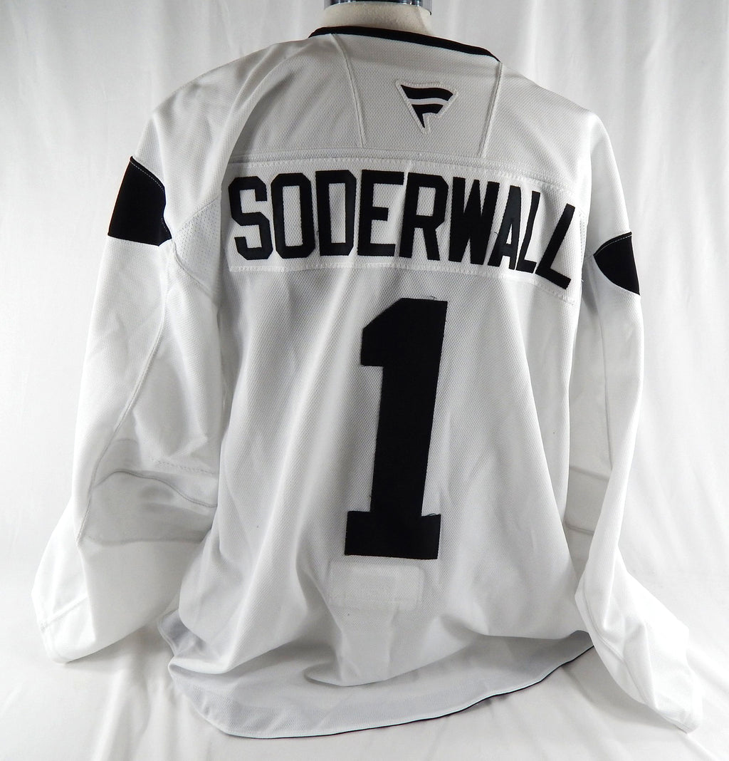 2024-25 Utah Mammoth Shane Soderwall #1 Game Used White Practice Jersey Camp 1 Pic2