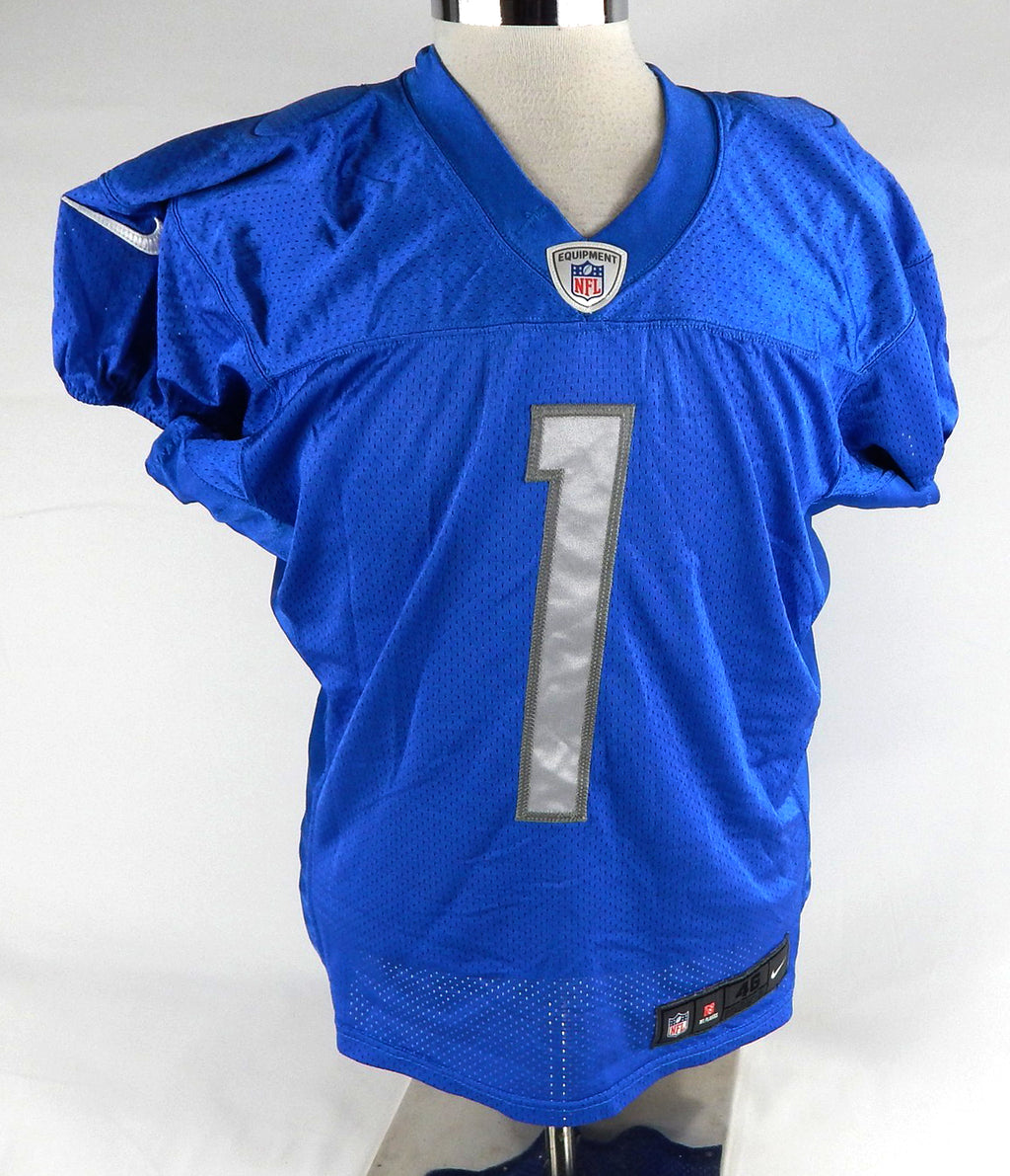 2014 Detroit Lions Andrew Peacock #1 Game Used Blue Practice Jersey 46 251 Pic2