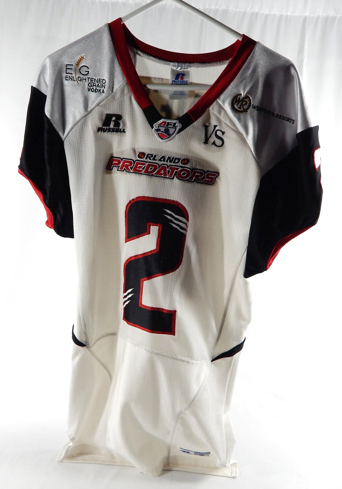 2014-15 Orlando Predators Arness Ikner #2 Game Used White Jersey M 024