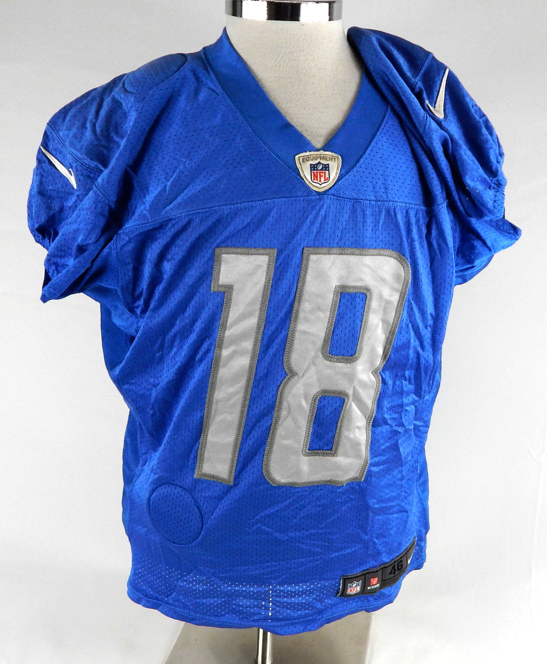Detroit Lions #18 Game Used Blue Practice Jersey 46 254