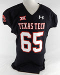 2014 Texas Tech Red Raiders #65 Game Used Black Jersey Football NP Rem 50 657