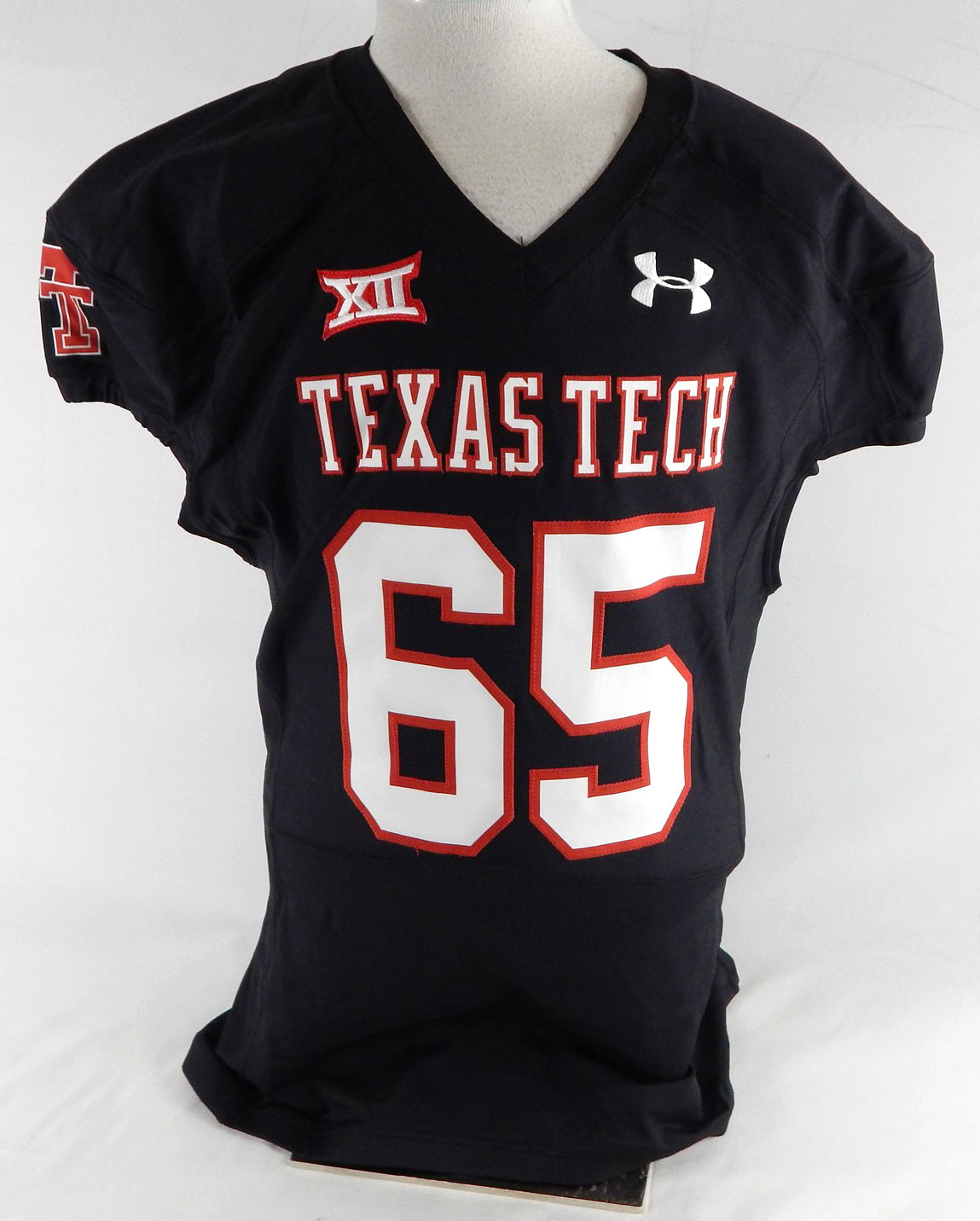 2014 Texas Tech Red Raiders #65 Game Used Black Jersey Football NP Rem 50 657
