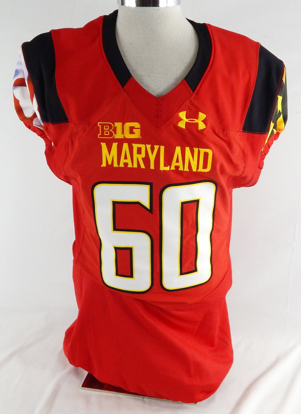 2014 Maryland Terrapins Stephen Grommer #60 Game Used Red Jersey Football 46 60