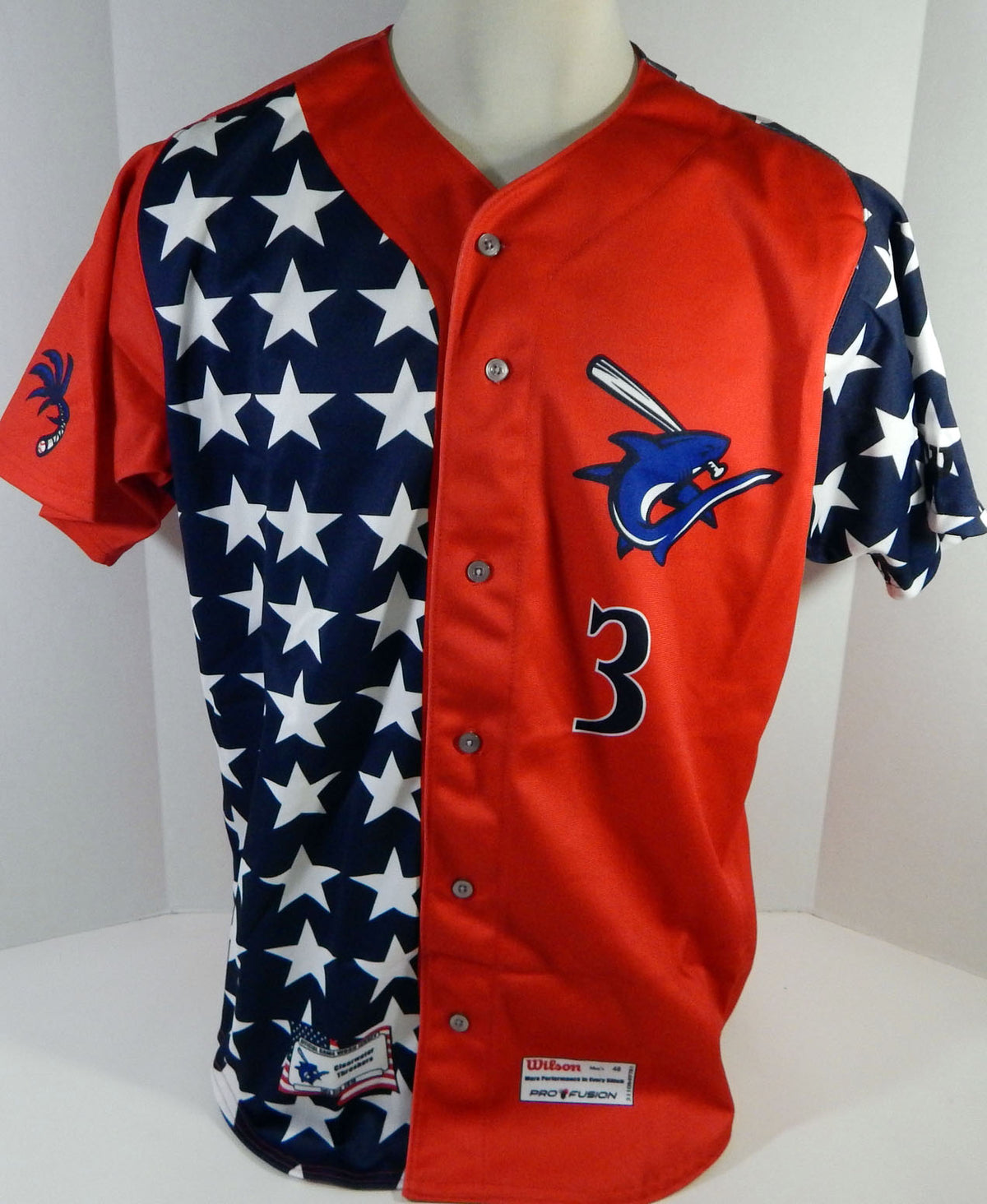 2016 Clearwater Threshers Josh Tobias #3 Game Used Red Jersey USA 4th July 48 43 Pic2