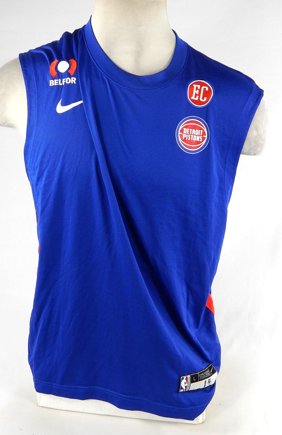 2023-24 Detroit Pistons #14 24 Game Used Blue Tank Top Shirt Earl Cureton P L 7