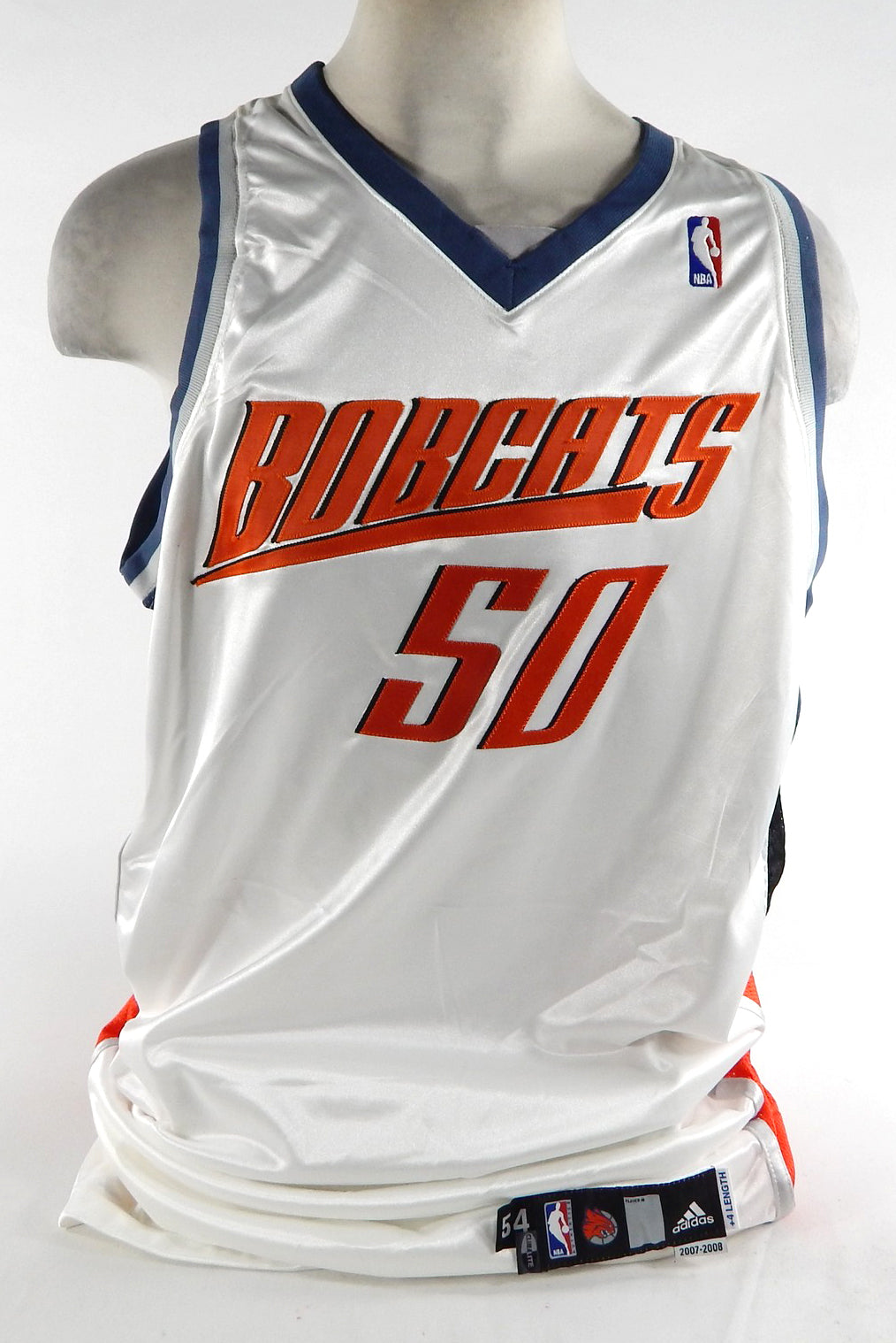 2007-08 Charlotte Bobcats Emeka Okafor #50 Game Used White Jersey 54 093