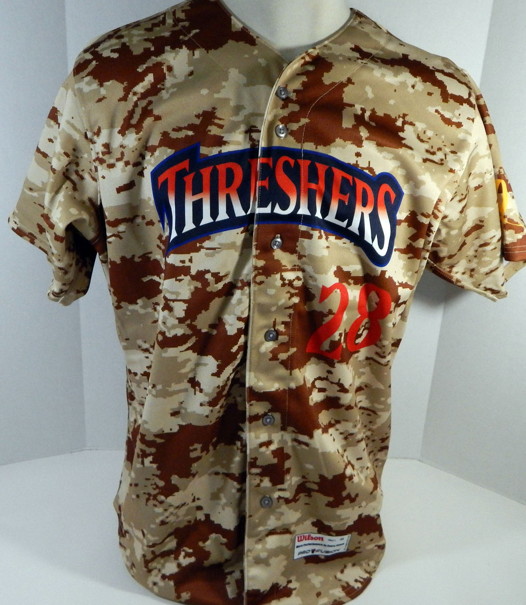 2016 Clearwater Threshers #28 Game Issued Brown Camo Jersey Miltary Night 4849 Pic2