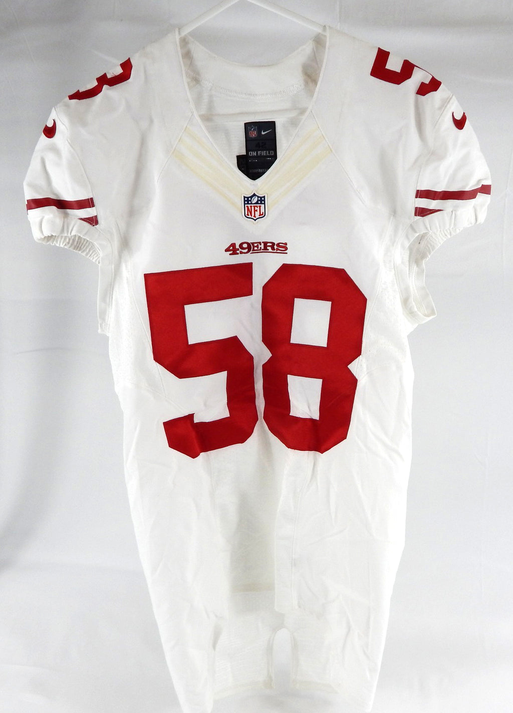 2013 San Francisco 49ers #58 Game Issued White Jersey 42 512