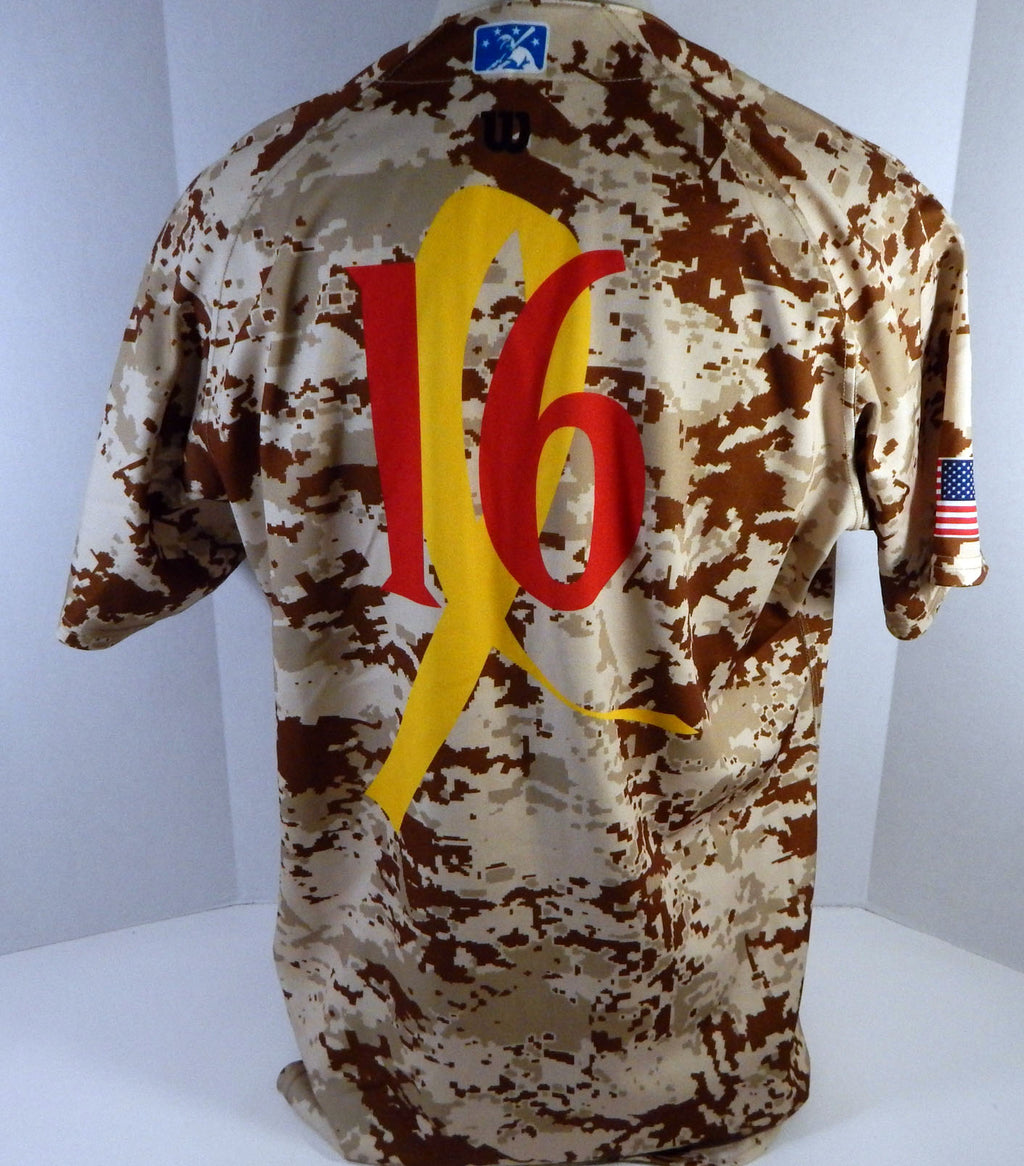 2012 Clearwater Threshers #16 Game Issued Brown Camo Jersey Miltary Night 552