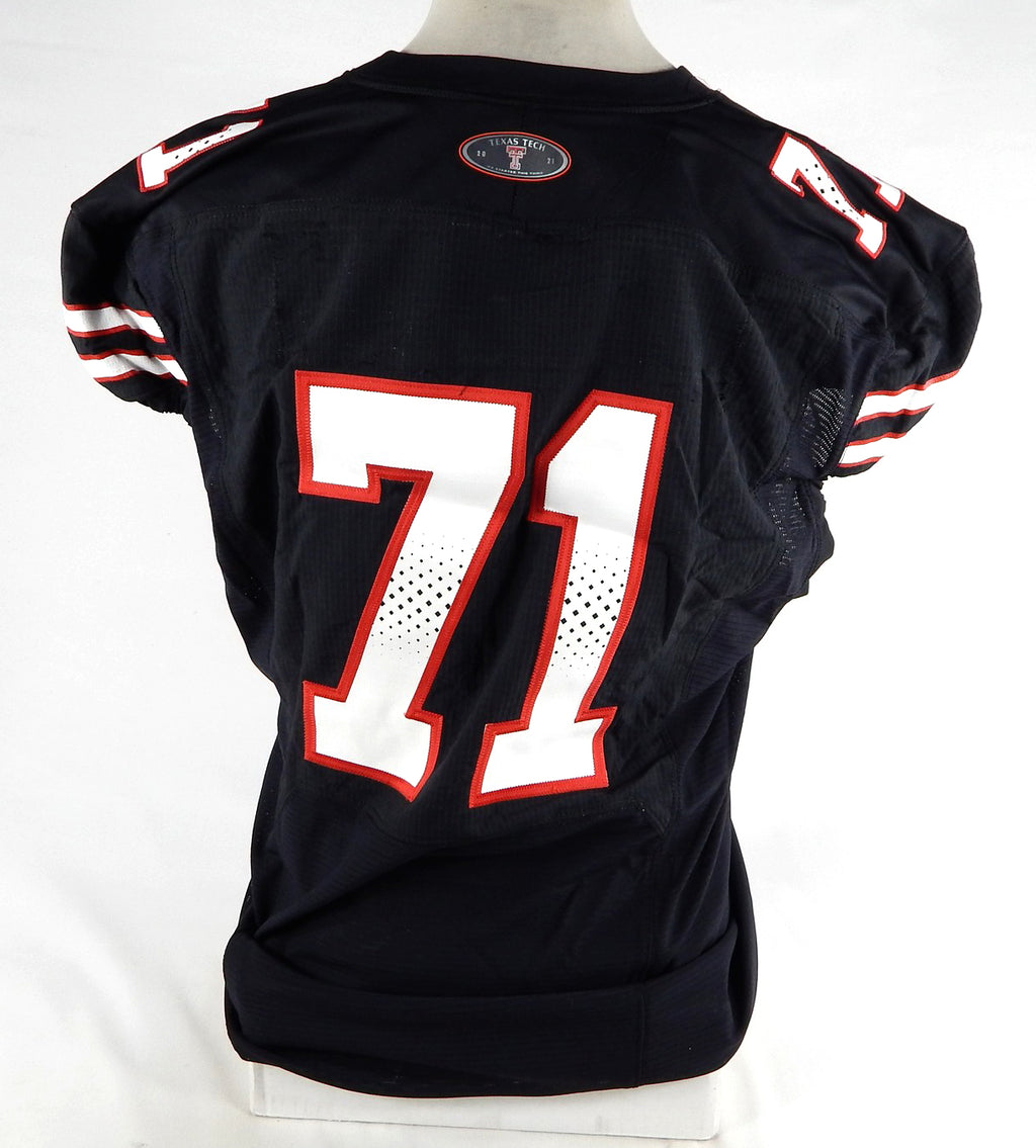 2021 Texas Tech Red Raiders #71 Game Issued Pos Used Black Jersey TB NP Rem 50 2 Pic2