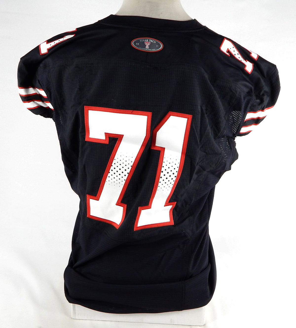 2021 Texas Tech Red Raiders #71 Game Issued Pos Used Black Jersey TB NP Rem 50 2 Pic2