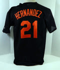 Baltimore Orioles Hernandez #21 Game Used Black Jersey E Spring Training XL 37