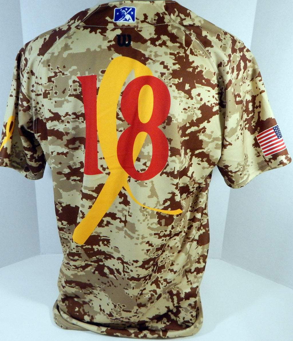 2011 Clearwater Threshers #18 Game Issued Brown Camo Jersey Miltary Night 48 5