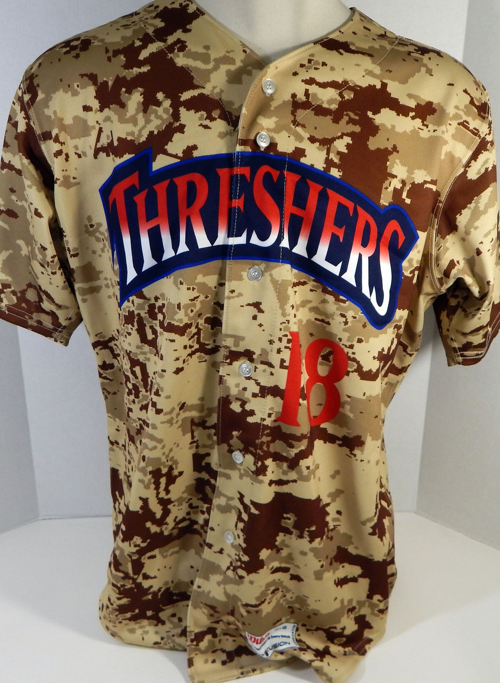 2011 Clearwater Threshers #18 Game Issued Brown Camo Jersey Miltary Night 48 5 Pic2