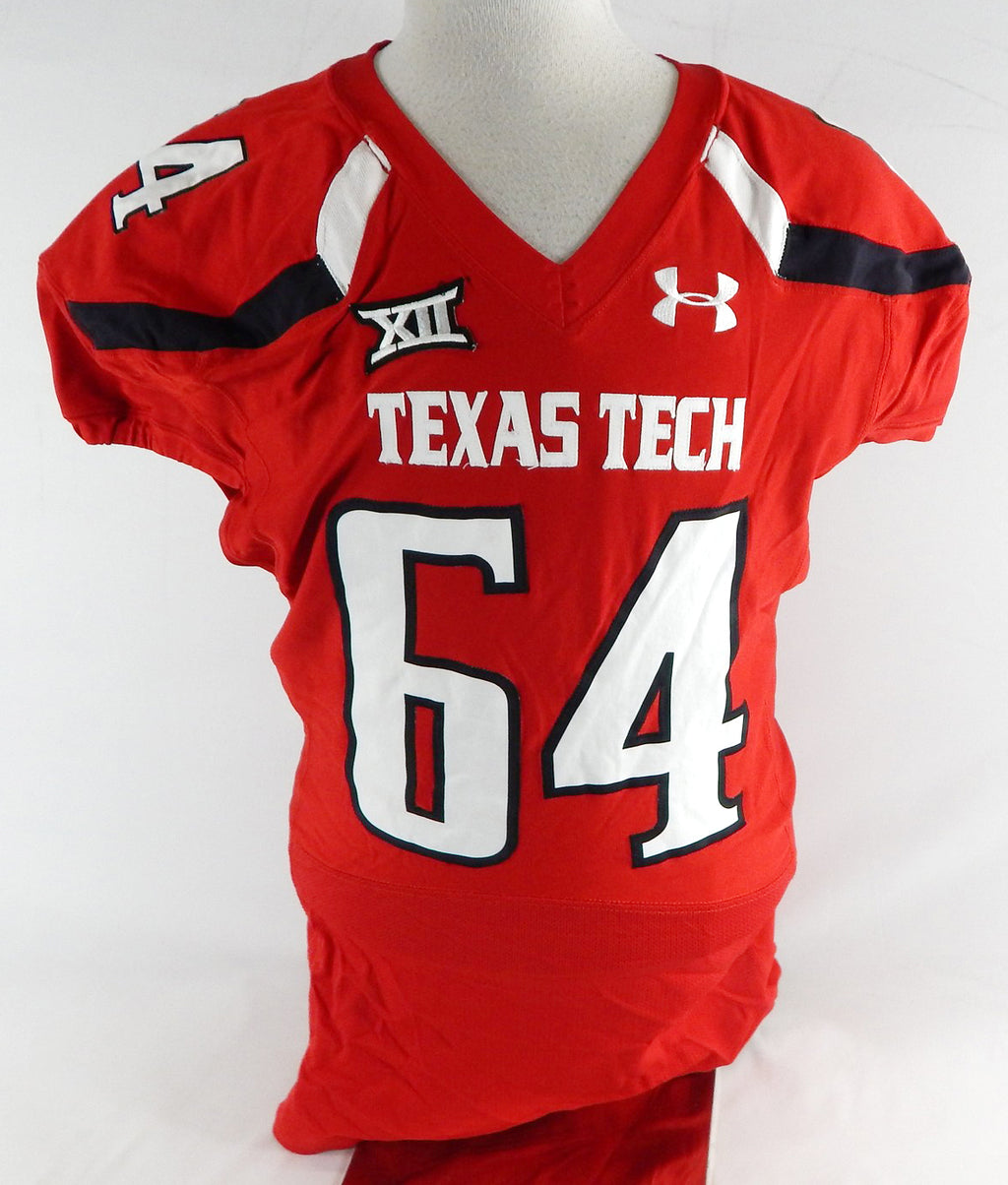 2015 Texas Tech Red Raiders #64 Game Used Red Jersey Football NP Rem 50 669