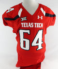 2015 Texas Tech Red Raiders #64 Game Used Red Jersey Football NP Rem 50 669