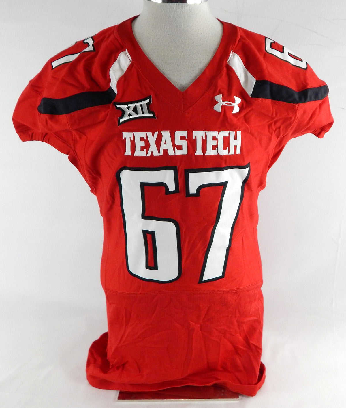 2015 Texas Tech Red Raiders #67 Game Used Red Jersey Football NP Rem 50 670