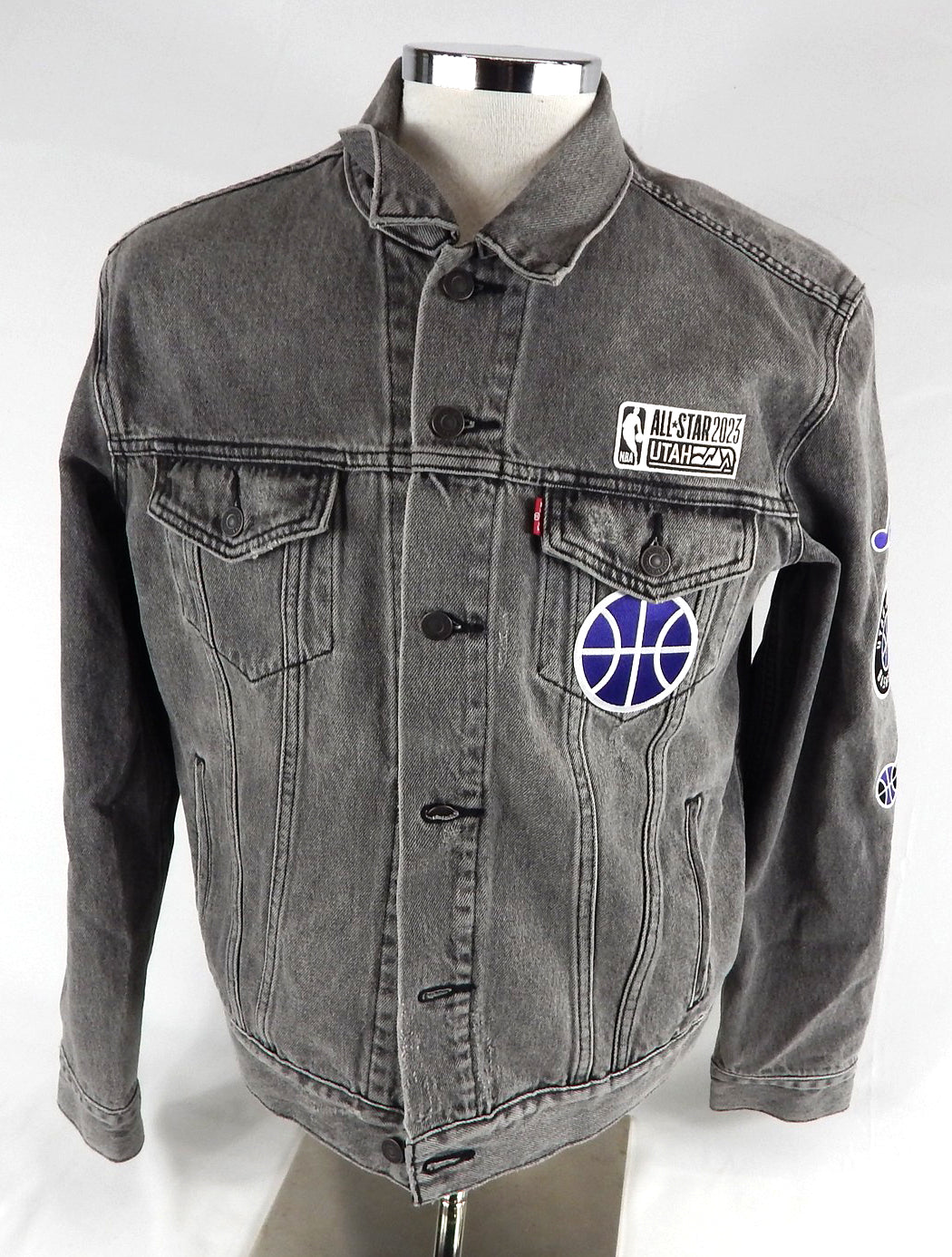 2023 Utah Jazz #50 Authentic Grey Denim Jean Jacket Levi NBA All Star Patch M 8