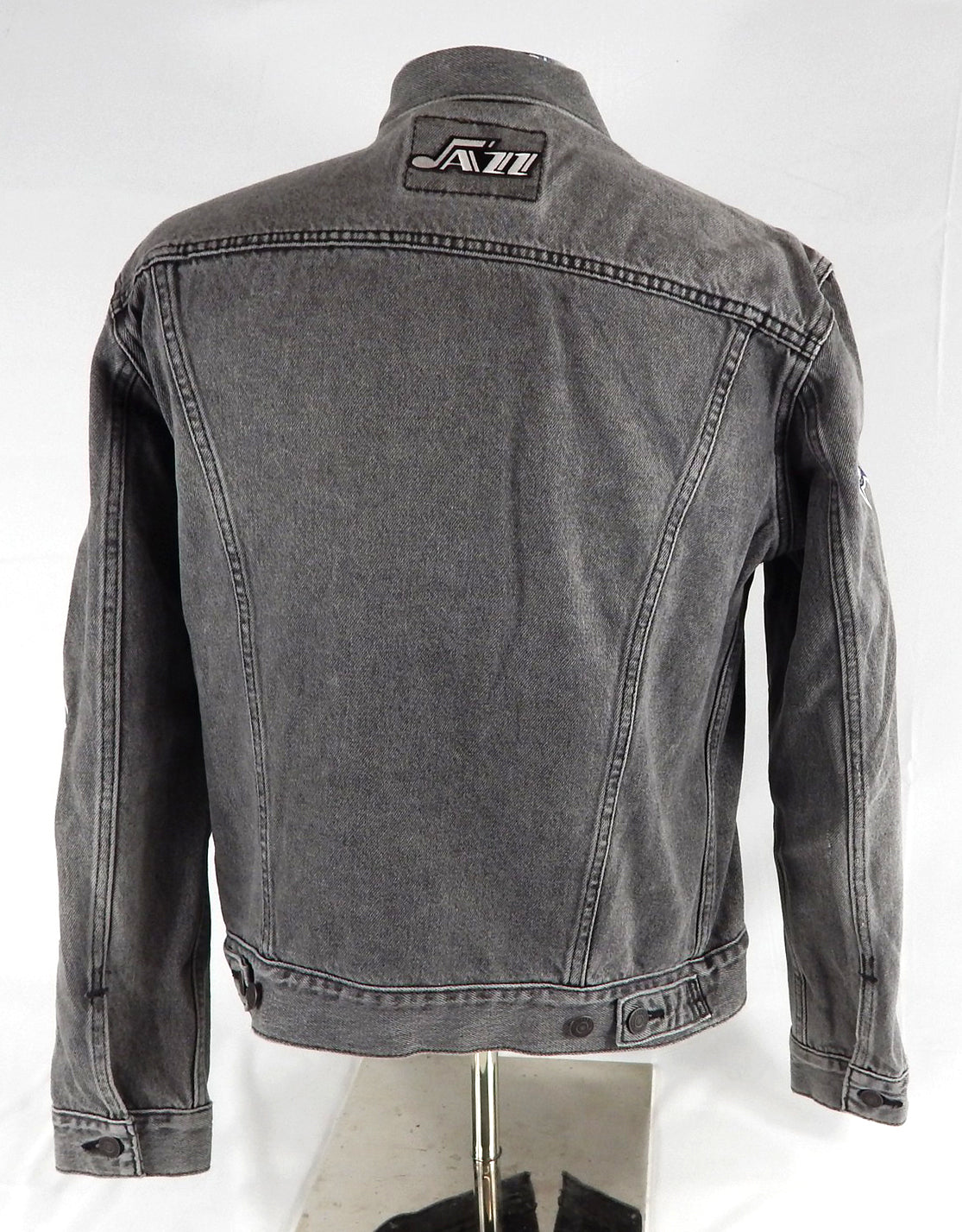 2023 Utah Jazz #50 Authentic Grey Denim Jean Jacket Levi NBA All Star Patch M 8 Pic2