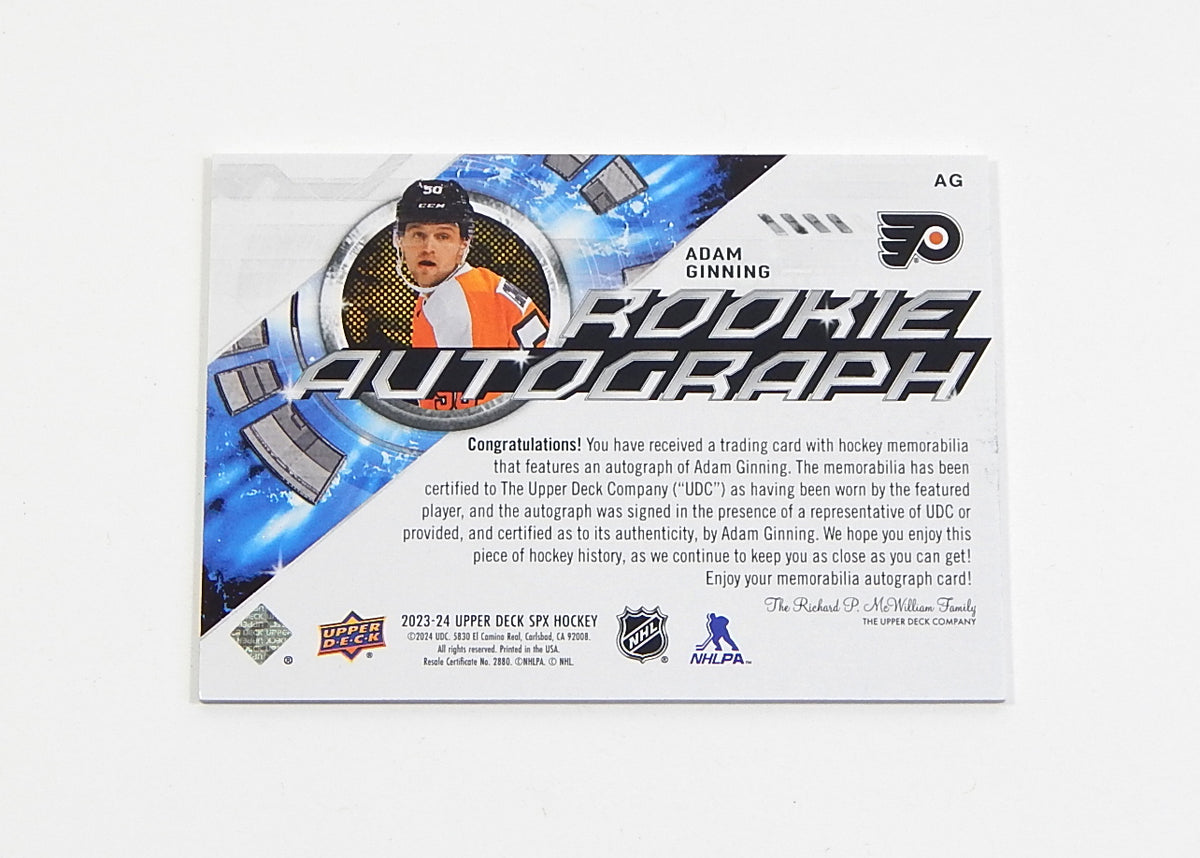 2023-24 SPx Rookie Jersey Autographs Adam Ginning RC #AG Auto #'d /375 Pic2