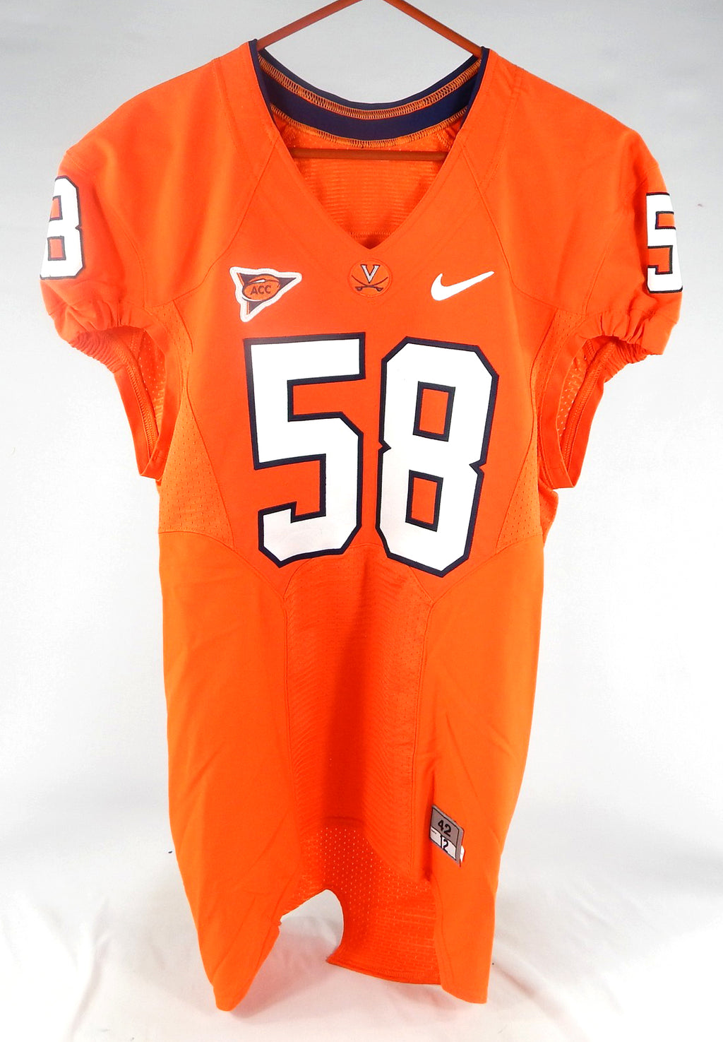 2012 Virginia Cavaliers Diamonte Bailey #58 Game Issued Orange Jersey 42 095 Pic2