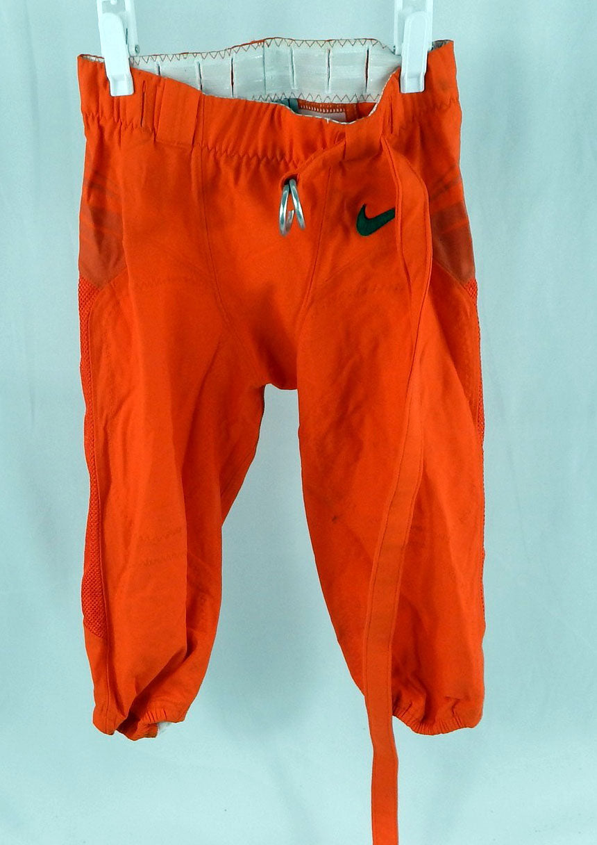 Miami Hurricanes Game Issued Orange Football Pants Size 28 DP110274