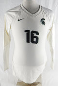 2016 Michigan State Spartans #16 Game Used White Jersey Womens Soccer L 499