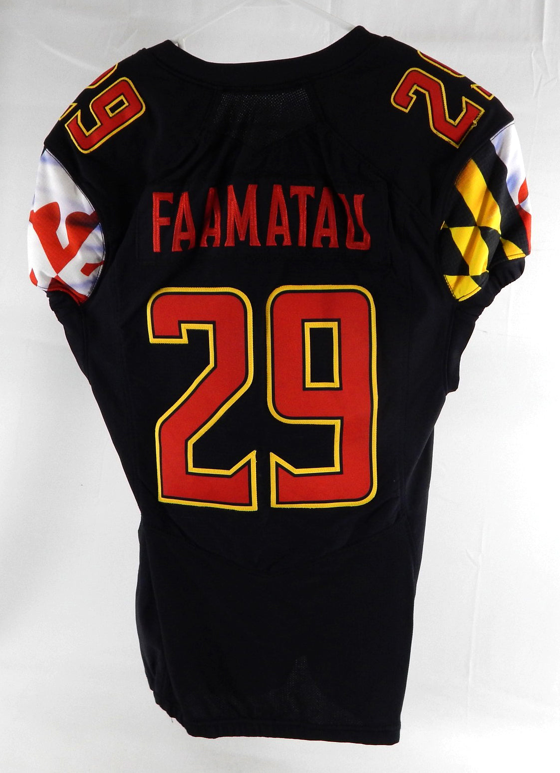2020 Maryland Terrapins Challen Faamatau #29 Game Used Black Jersey Football 2 Pic2
