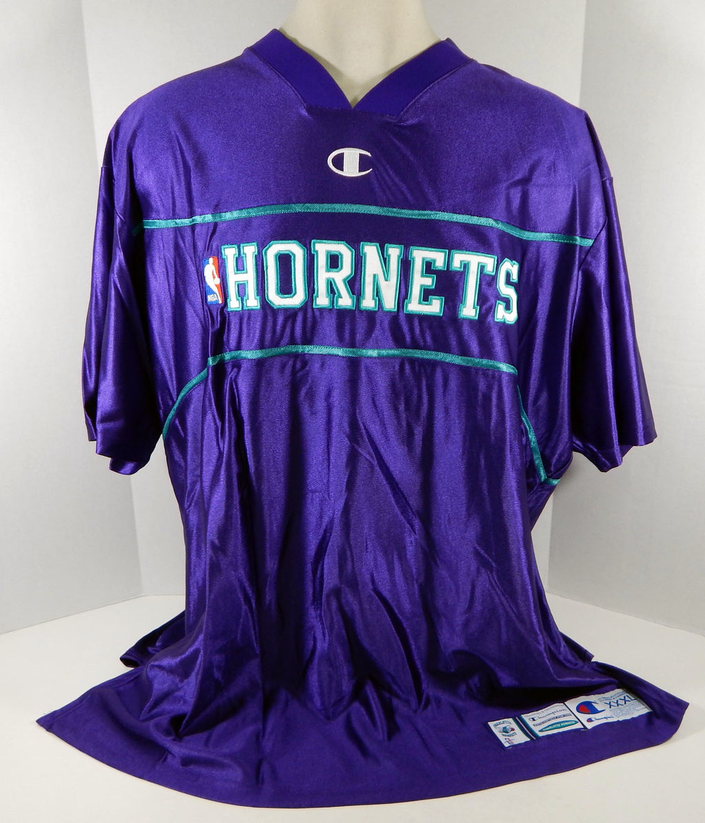 2000-01 Charlotte Hornets Game Issued Purple Warm Up Shirt 3XL DP08303