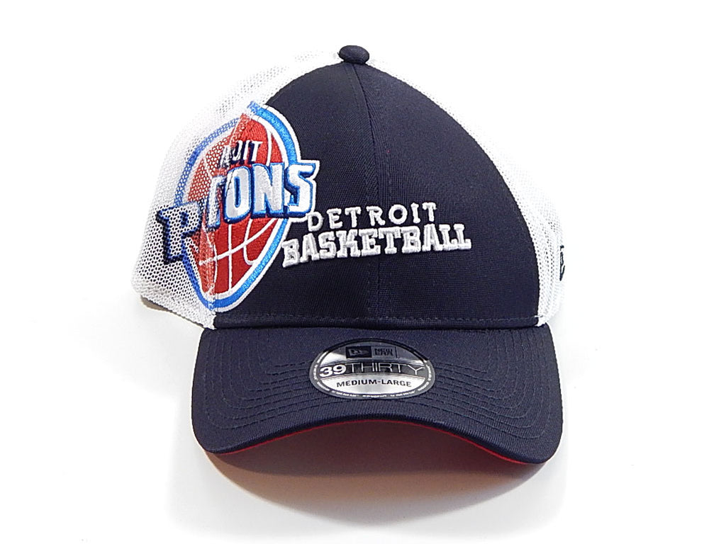 Detroit Pistons New Era 39Thirty Mesh Snapback Hat Cap White Black New M / L Pic2