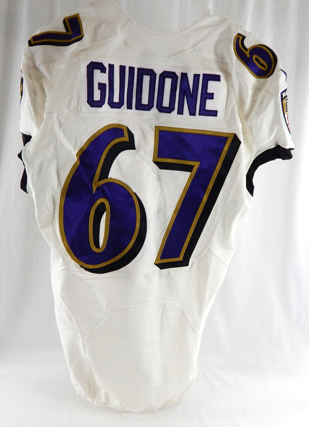 2014 Baltimore Ravens Jake Guidone #67 Game Used White Practice Jersey  44 307 Pic2