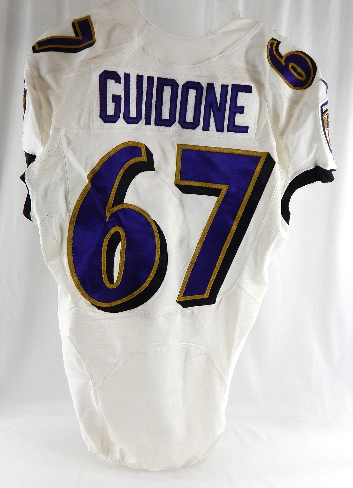 2014 Baltimore Ravens Jake Guidone #67 Game Used White Practice Jersey  44 307 Pic2