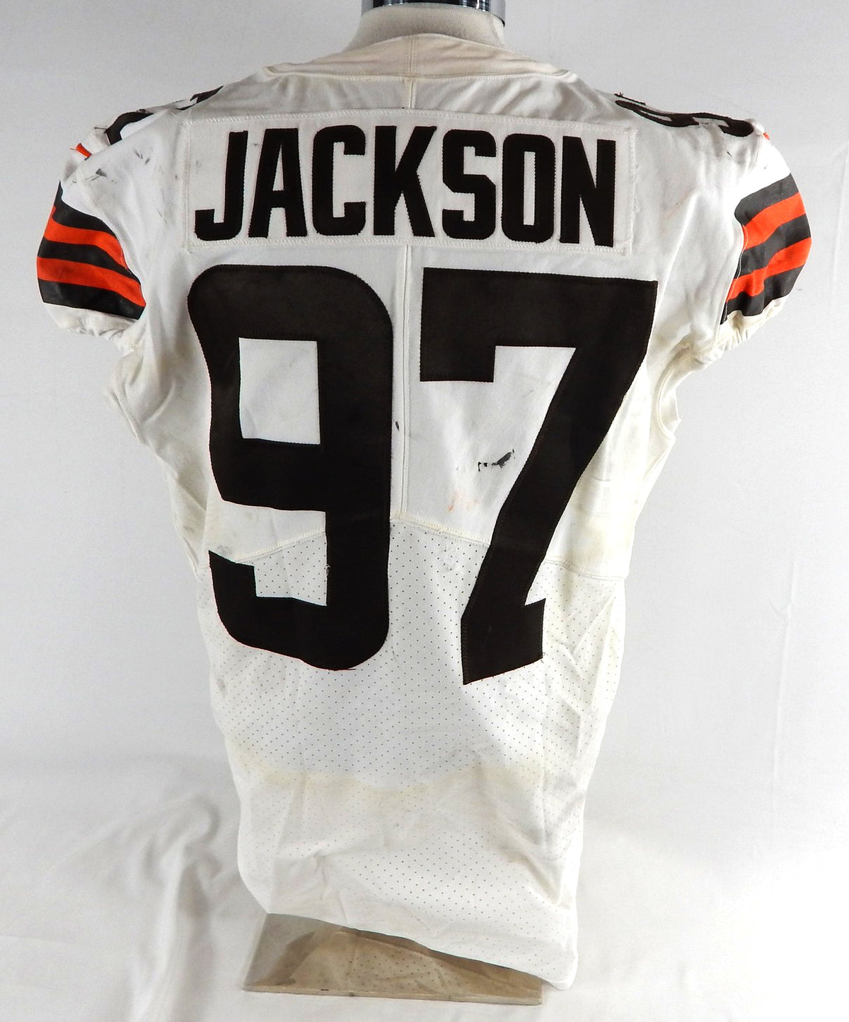 2021 Cleveland Browns Malik Jackson #97 Game Used White Jersey vs Bengals 11/11 Pic2