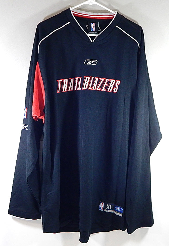 Portland Trail Blazers Reebok Team Issued Pullover Warm Up Shirt Black XL Tall