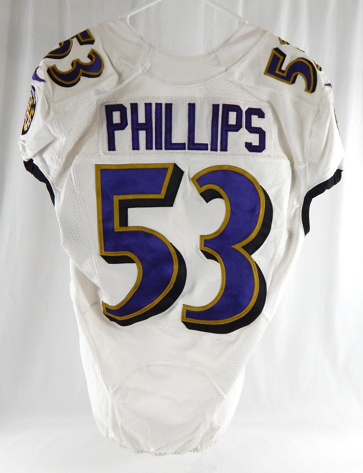 2020 Baltimore Ravens Del'Shawn Phillips #53 Game Used White Practice Jersey 308 Pic2