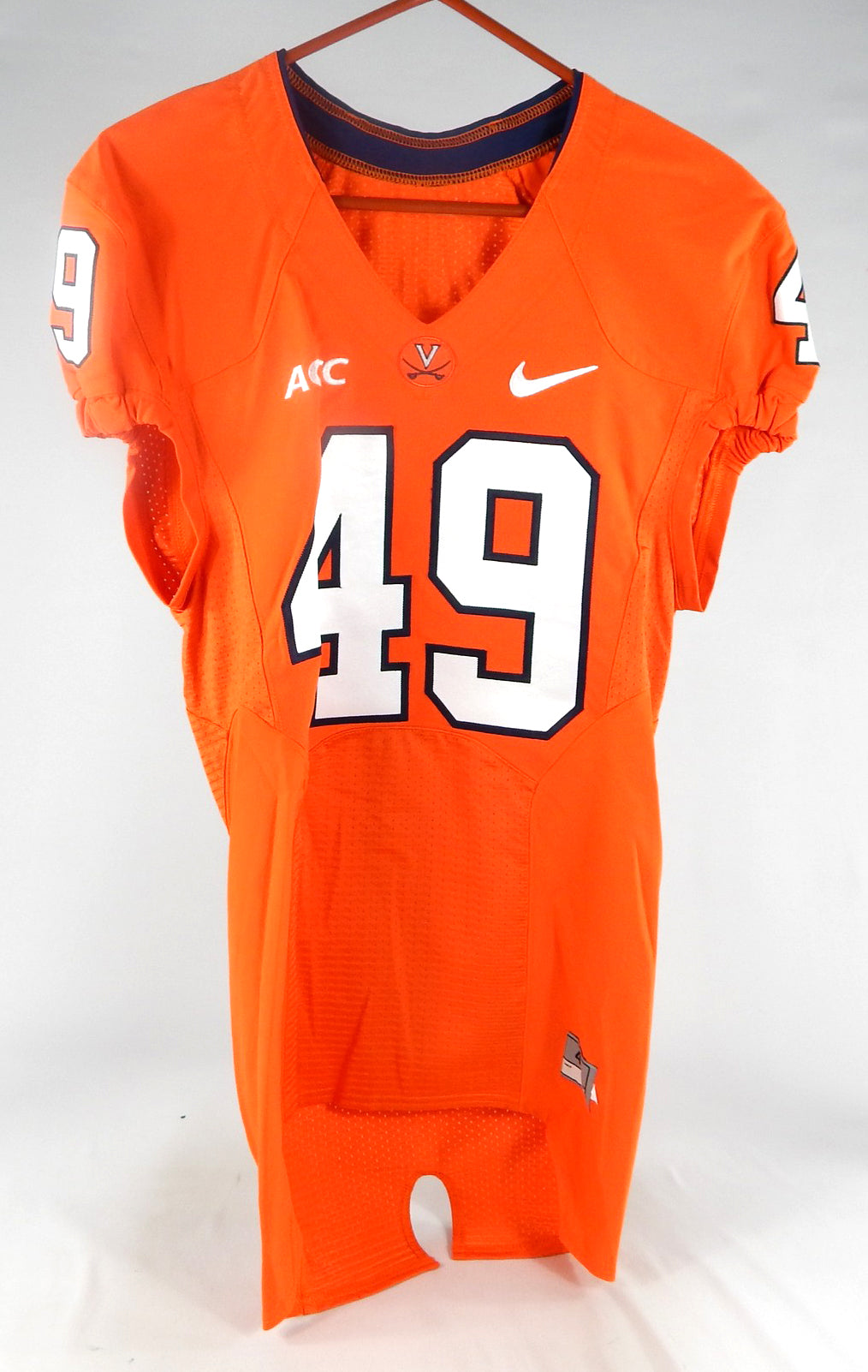 2013 Virginia Cavaliers #49 Game Used Orange Jersey NP Rem 40 102