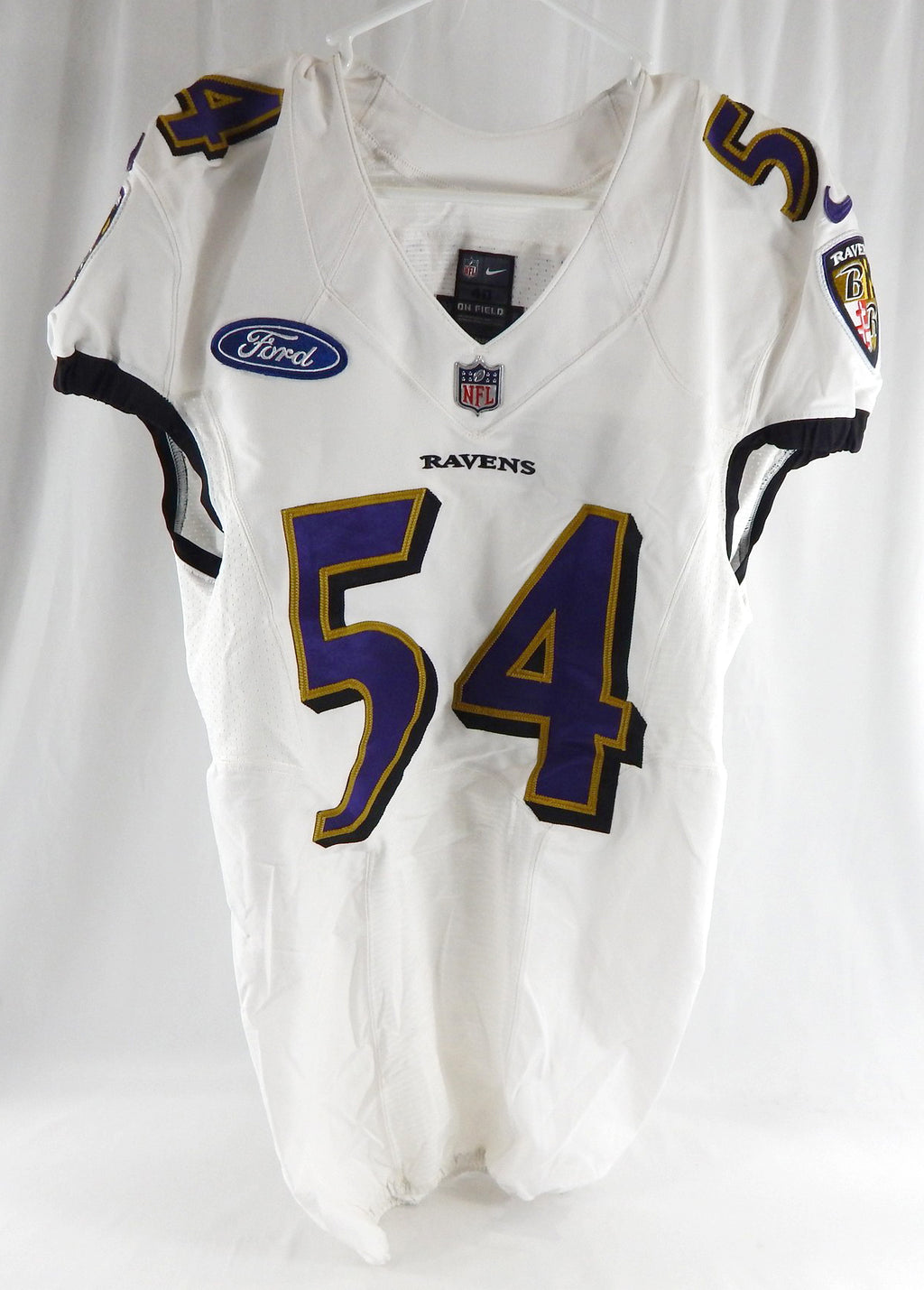 2020 Baltimore Ravens Ryan Greenhagen #54 Game Used White Practice Jersey 40 309