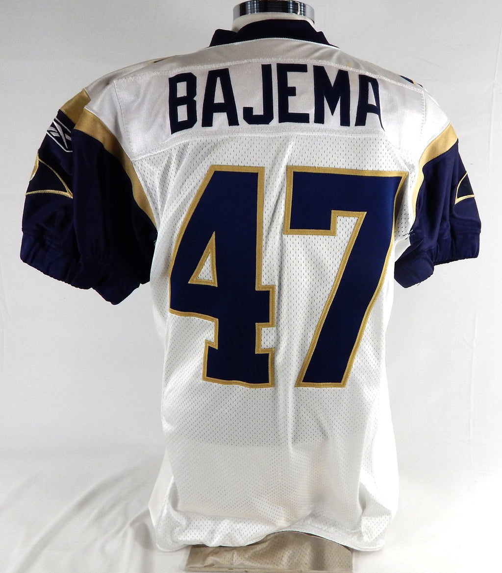 2006 Los Angeles Rams Billy Bajema #47 Game Used White Jersey vs Giants 9/19/11 Pic2