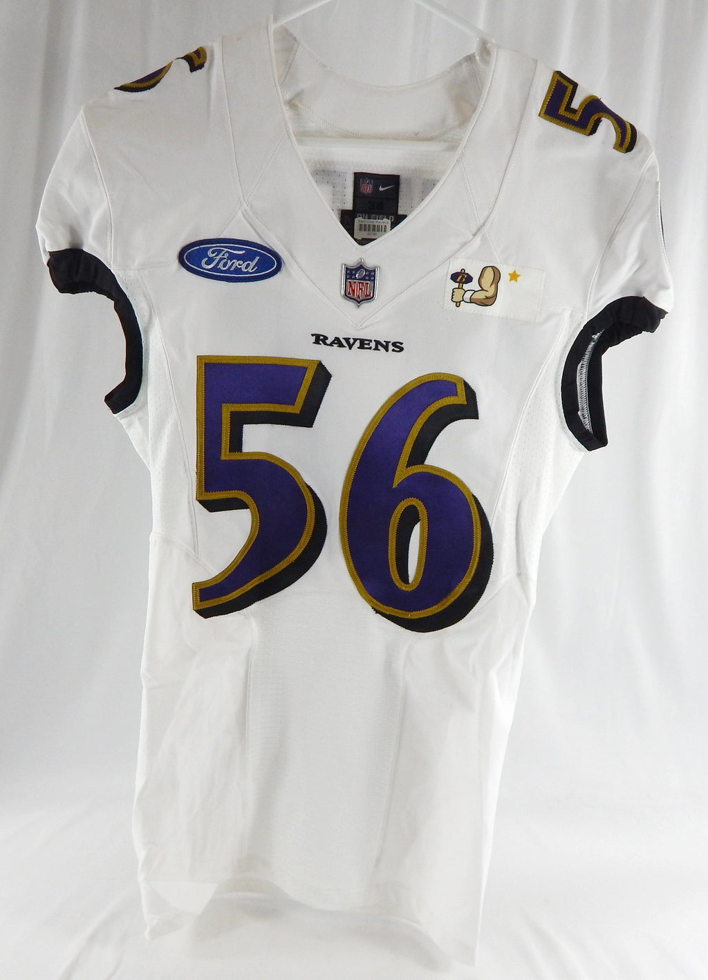 2018 Baltimore Ravens Chauncey Rivers #56 Game Used White Practice Jersey Honor