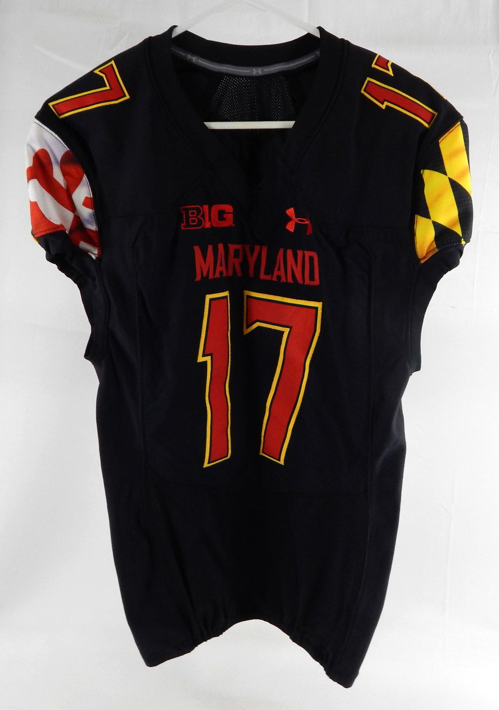 Maryland Terrapins John Griffith #17 Game Used Black Jersey Football 44 581