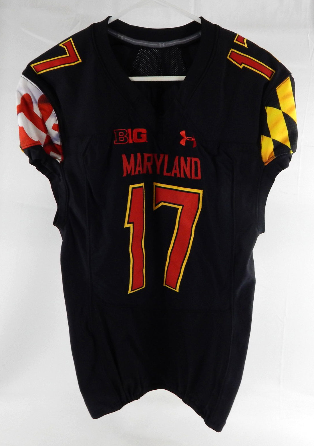 Maryland Terrapins John Griffith #17 Game Used Black Jersey Football 44 581
