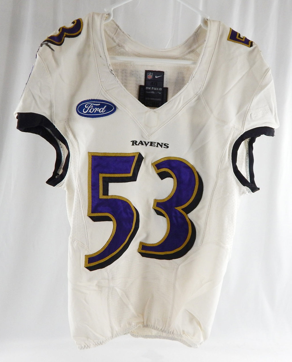 2013 Baltimore Ravens Martin #53 Game Used White Practice Jersey Ford Patch 40 4