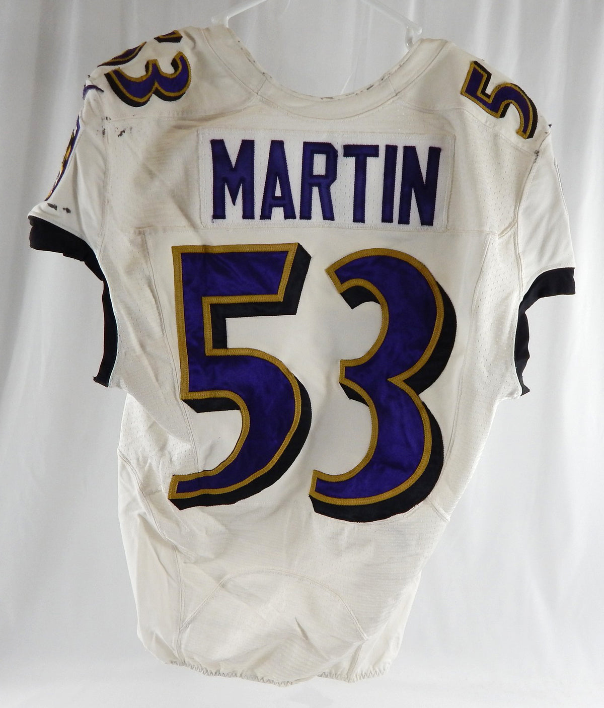 2013 Baltimore Ravens Martin #53 Game Used White Practice Jersey Ford Patch 40 4 Pic2