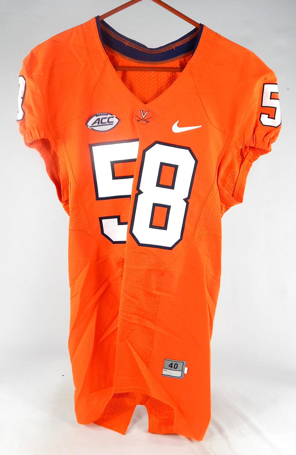 2015-16 Virginia Cavaliers #58 Game Used Orange Jersey NP Rem 40 109