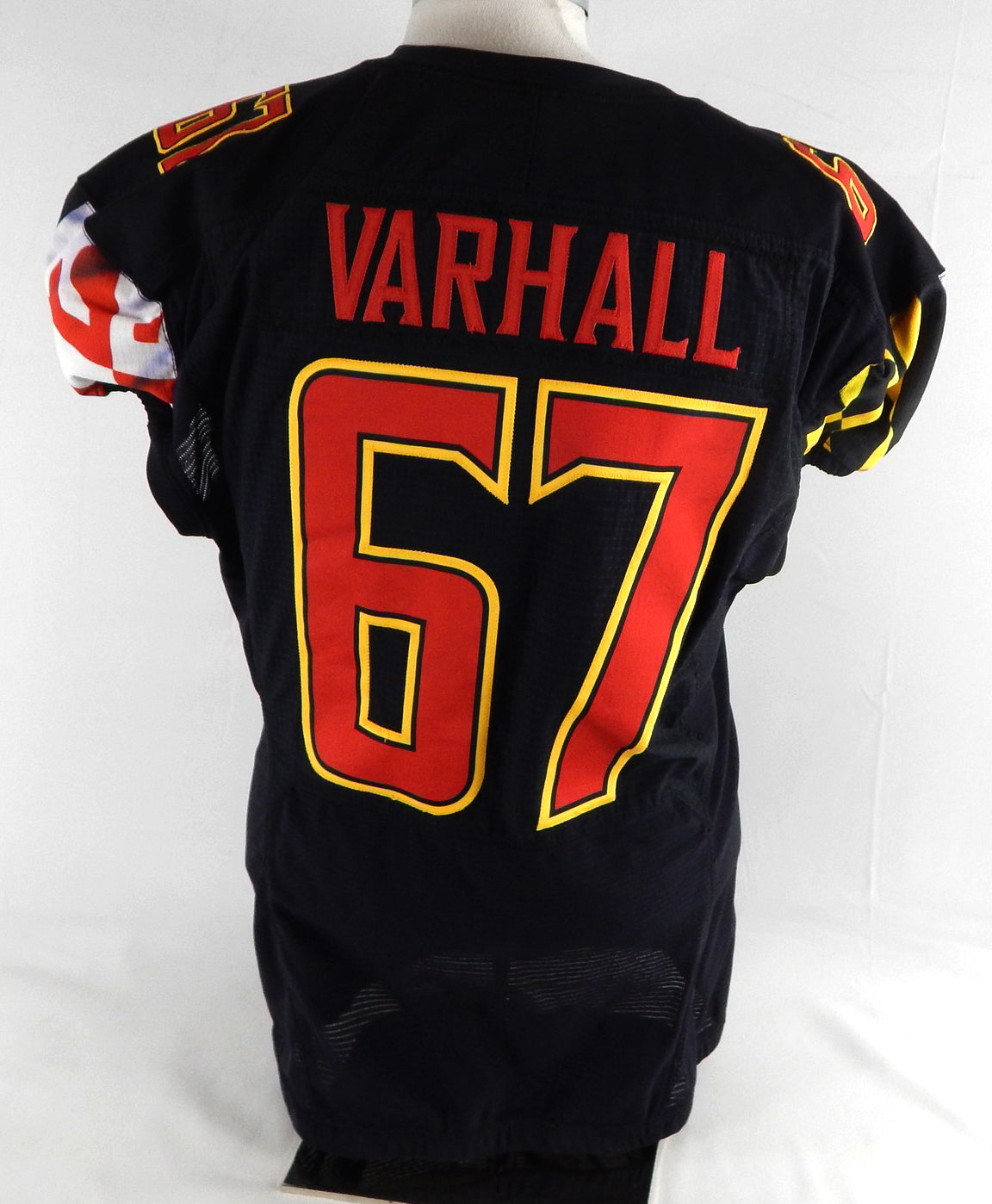 2021 Maryland Terrapins Tommy Varhall #67 Game Used Black Jersey Football 50 582 Pic2
